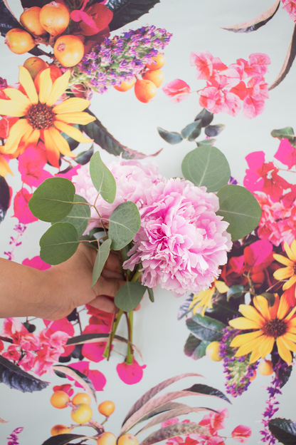 Springtime Wallpaper, pink and blue