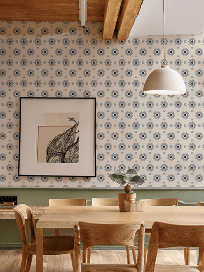 Sun Rays Wallpaper, off - white and navy - mosswell.us