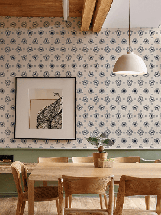 Sun Rays Wallpaper, off - white and navy - mosswell.us