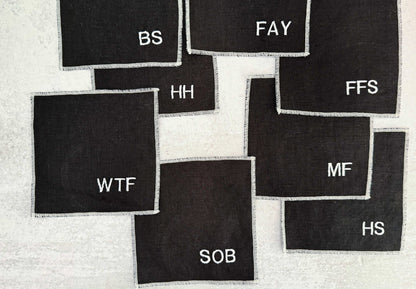 Sweary Cocktail Coasters in Black and White, set of eight - mosswell.us