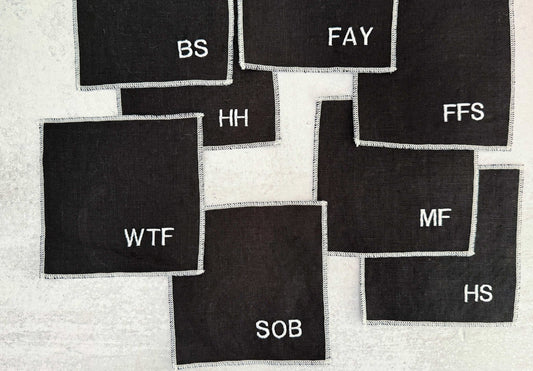 Sweary Cocktail Coasters in Black and White, set of eight - mosswell.us