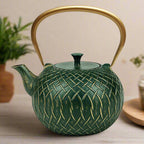 Toptier Teapot Japanese Tetsubin Cast Iron Teapot Tea Kettle with Infusers for Loose Tea 50 Ounce (1500 ml) Dark Green Melody - mosswell.us