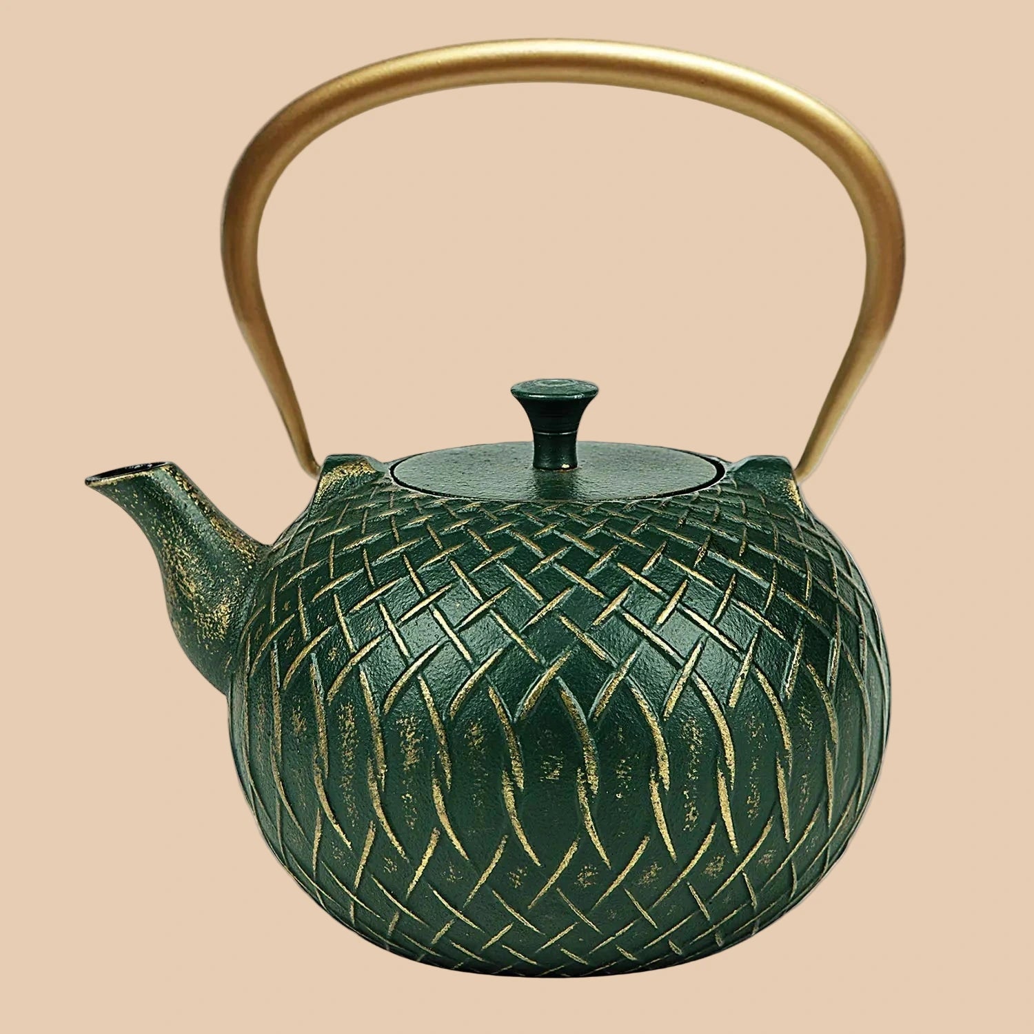 Toptier Teapot Japanese Tetsubin Cast Iron Teapot Tea Kettle with Infusers for Loose Tea 50 Ounce (1500 ml) Dark Green Melody - mosswell.us