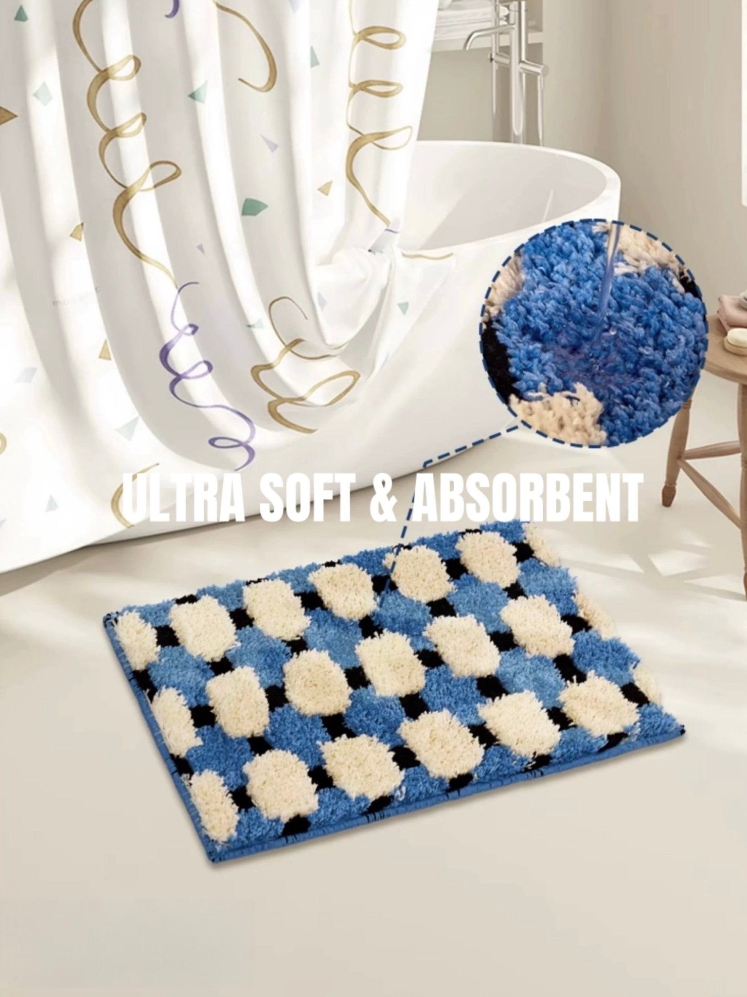 Ultra Soft Modern Geometric Bath Rug, Absorbent, Anti - slippery Mat - mosswell.us