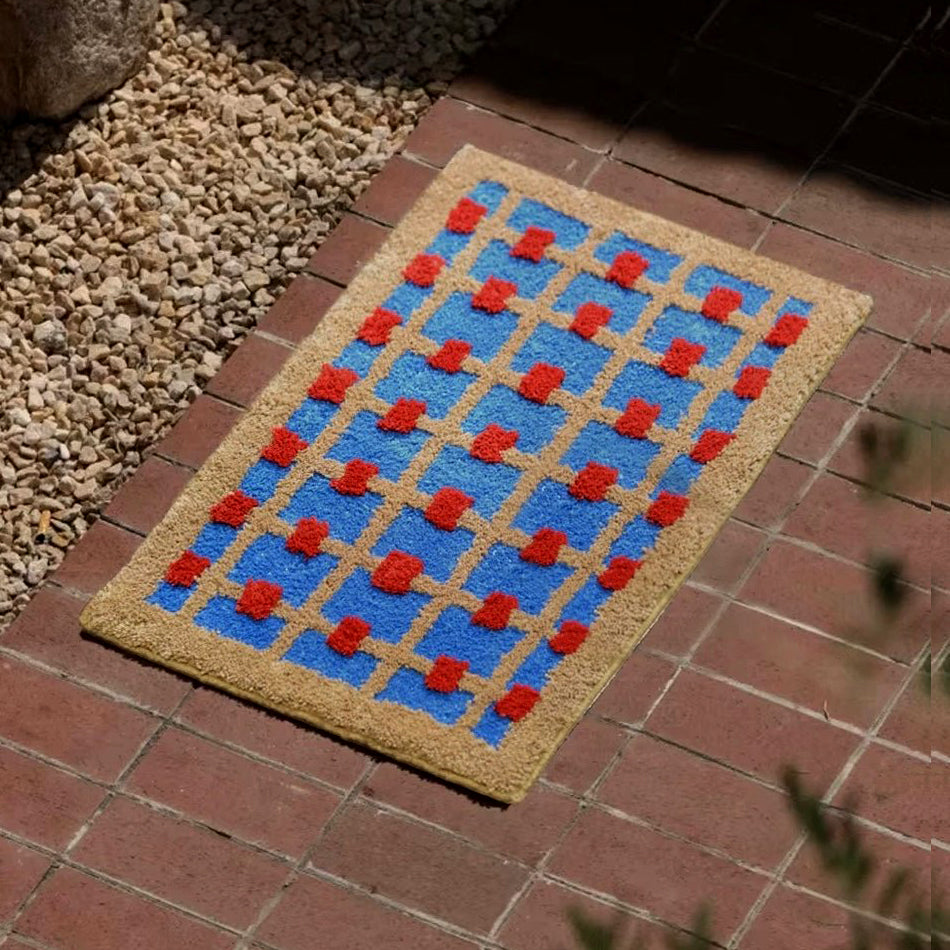 Ultra Soft Whimsical Dopamine Checker Bath Rug, Absorbent Mat