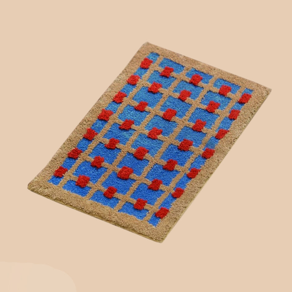 Ultra Soft Whimsical Dopamine Checker Bath Rug, Absorbent Mat