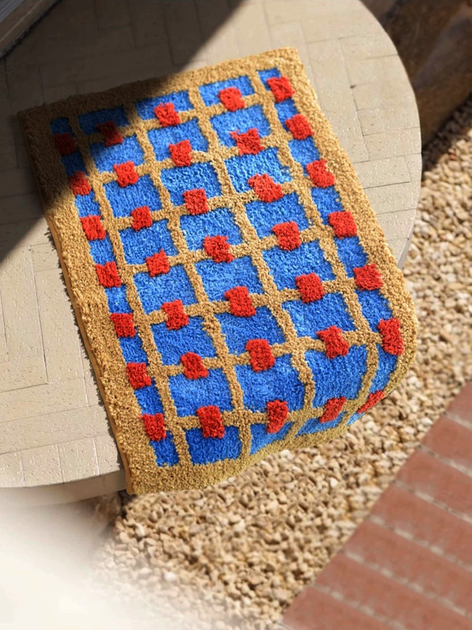 Ultra Soft Whimsical Dopamine Checker Bath Rug, Absorbent Mat