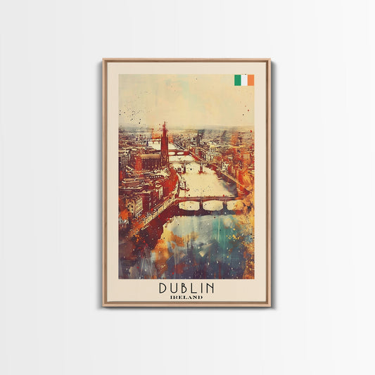 Vibrant Dublin, Ireland Framed Canvas Print. Perfect Wall Art for Living Room or Bedroom Decor, Captivating Travel Poster Art. - mosswell.us
