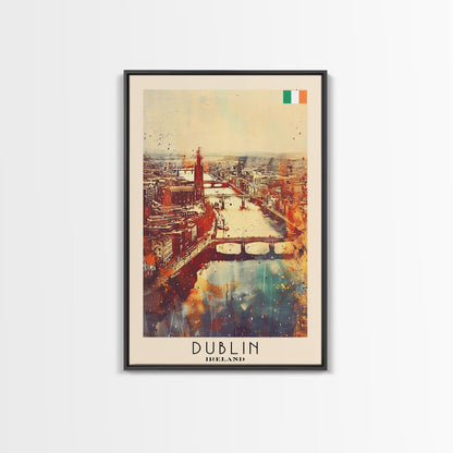 Vibrant Dublin, Ireland Framed Canvas Print. Perfect Wall Art for Living Room or Bedroom Decor, Captivating Travel Poster Art. - mosswell.us