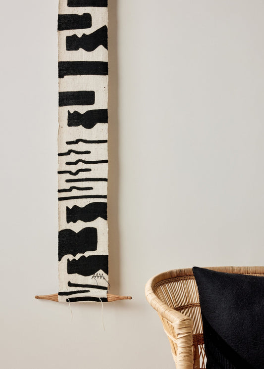 Vibrations Bogolan Wall Totem in White with Black Vibes - mosswell.us