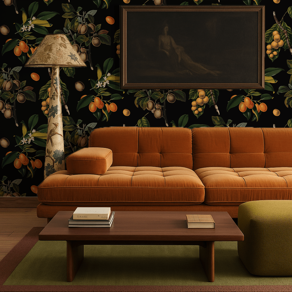 Vintage Orchard Wallpaper, black - mosswell.us