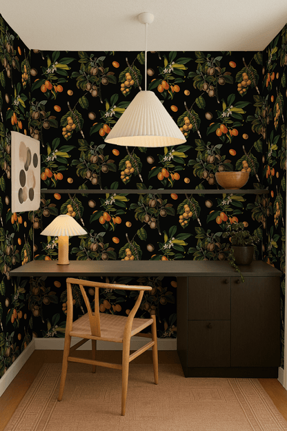 Vintage Orchard Wallpaper, black - mosswell.us