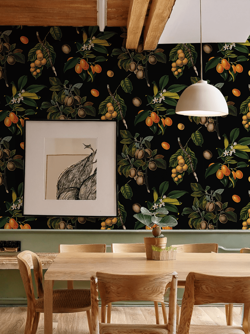 Vintage Orchard Wallpaper, black - mosswell.us