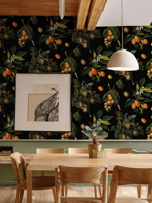 Vintage Orchard Wallpaper, black - mosswell.us