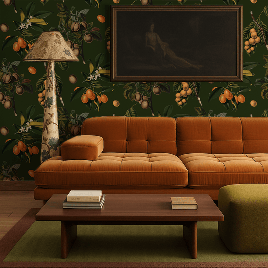 Vintage Orchard Wallpaper, green - mosswell.us