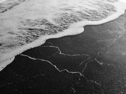 Wave Edge, Cracked Earth, Tide Meets Stone, Nature Contrast, Canvas Print, Abstract Ocean Art, Minimalist Wall Decor, Bathroom Artwork - mosswell.us