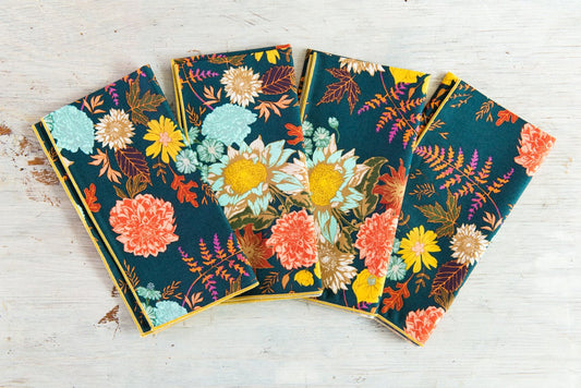 Winter Blue Floral Cloth Napkins, set of four - mosswell.us