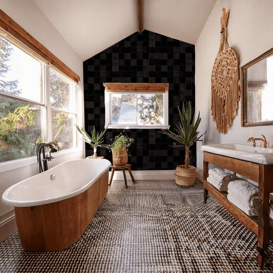 Zellige Wallpaper, black - mosswell.us