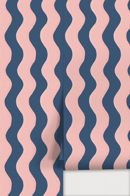 Ziggy Stripe Wallpaper, blue and pink - mosswell.us