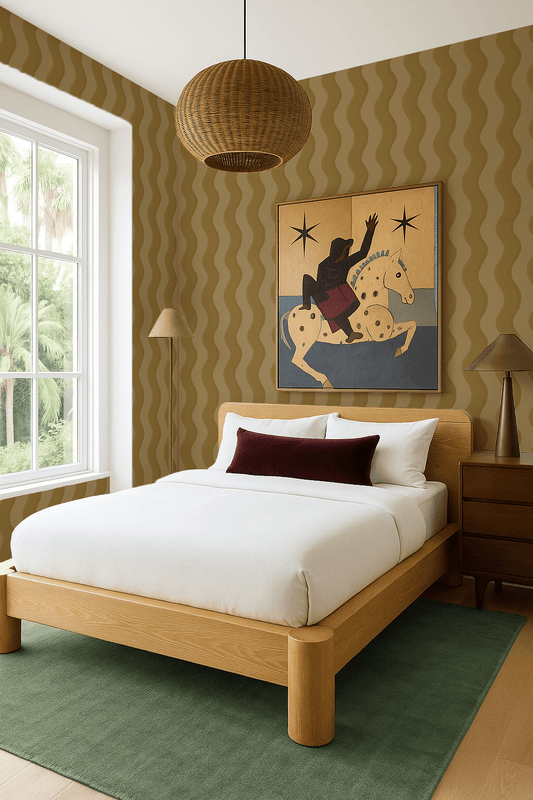 Ziggy Stripe Wallpaper, bronze - mist - mosswell.us