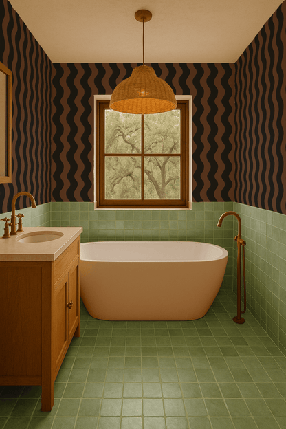 Ziggy Stripe Wallpaper, brown and black - mosswell.us