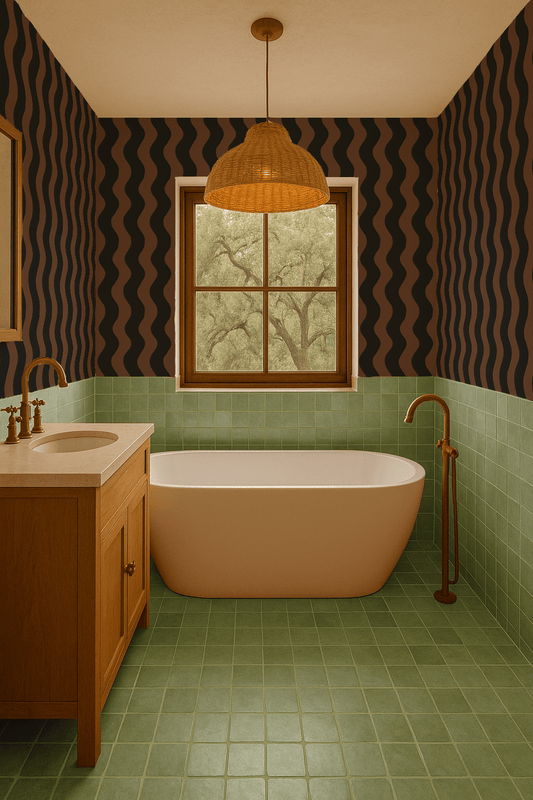 Ziggy Stripe Wallpaper, brown and black - mosswell.us