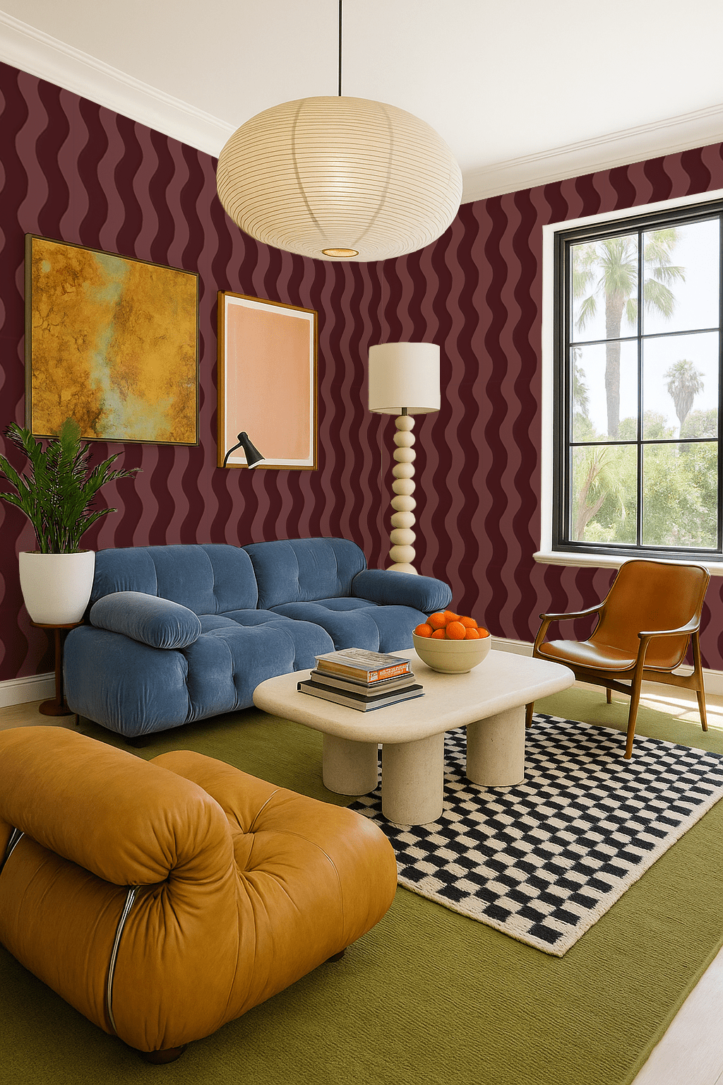 Ziggy Stripe Wallpaper, fig jam - mosswell.us