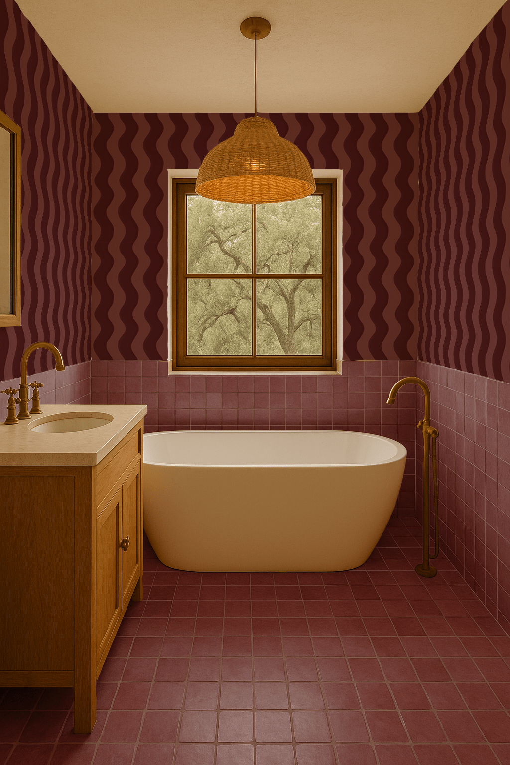 Ziggy Stripe Wallpaper, fig jam - mosswell.us