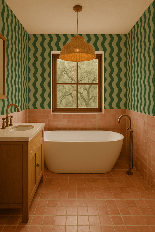 Ziggy Stripe Wallpaper, green and sage - mosswell.us