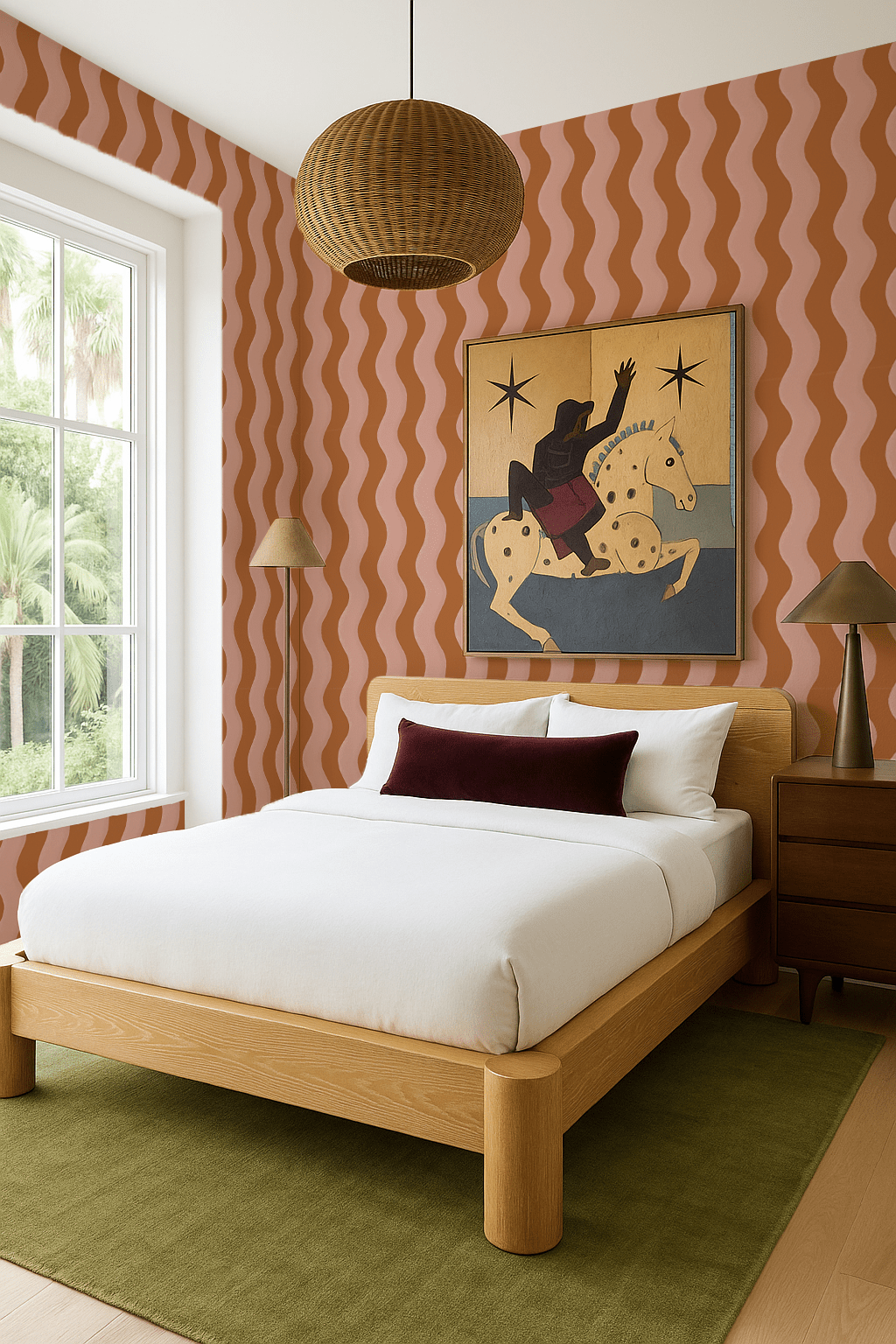 Ziggy Stripe Wallpaper, orange and pink - mosswell.us