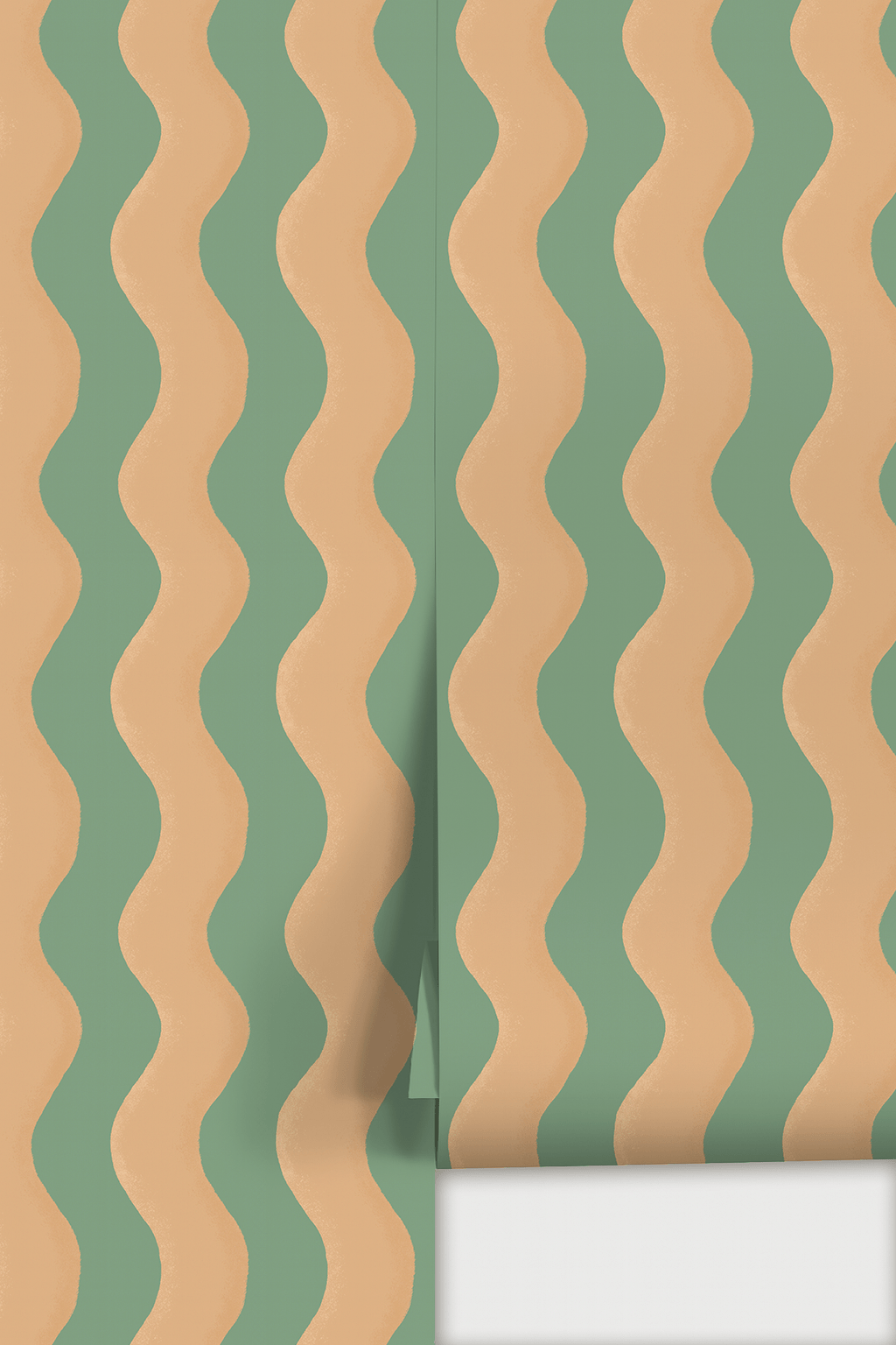 Ziggy Stripe Wallpaper, teal and apricot - mosswell.us