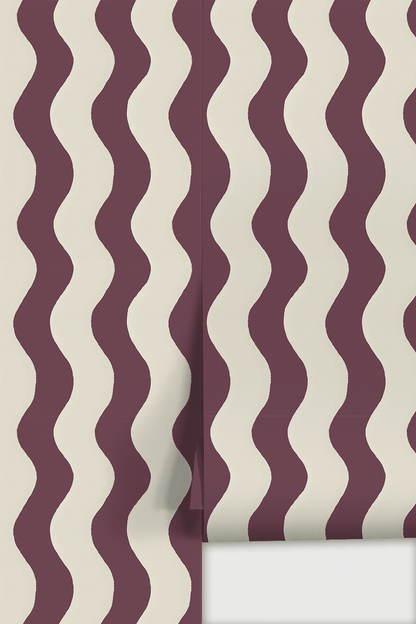 Ziggy Stripe Wallpaper, white and basil purple - mosswell.us