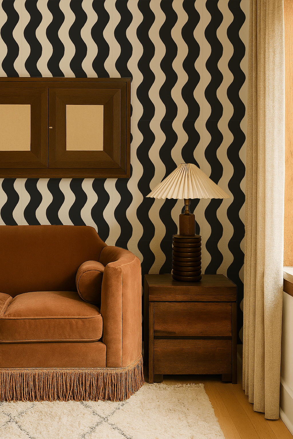 Ziggy Stripe Wallpaper, white and black - mosswell.us