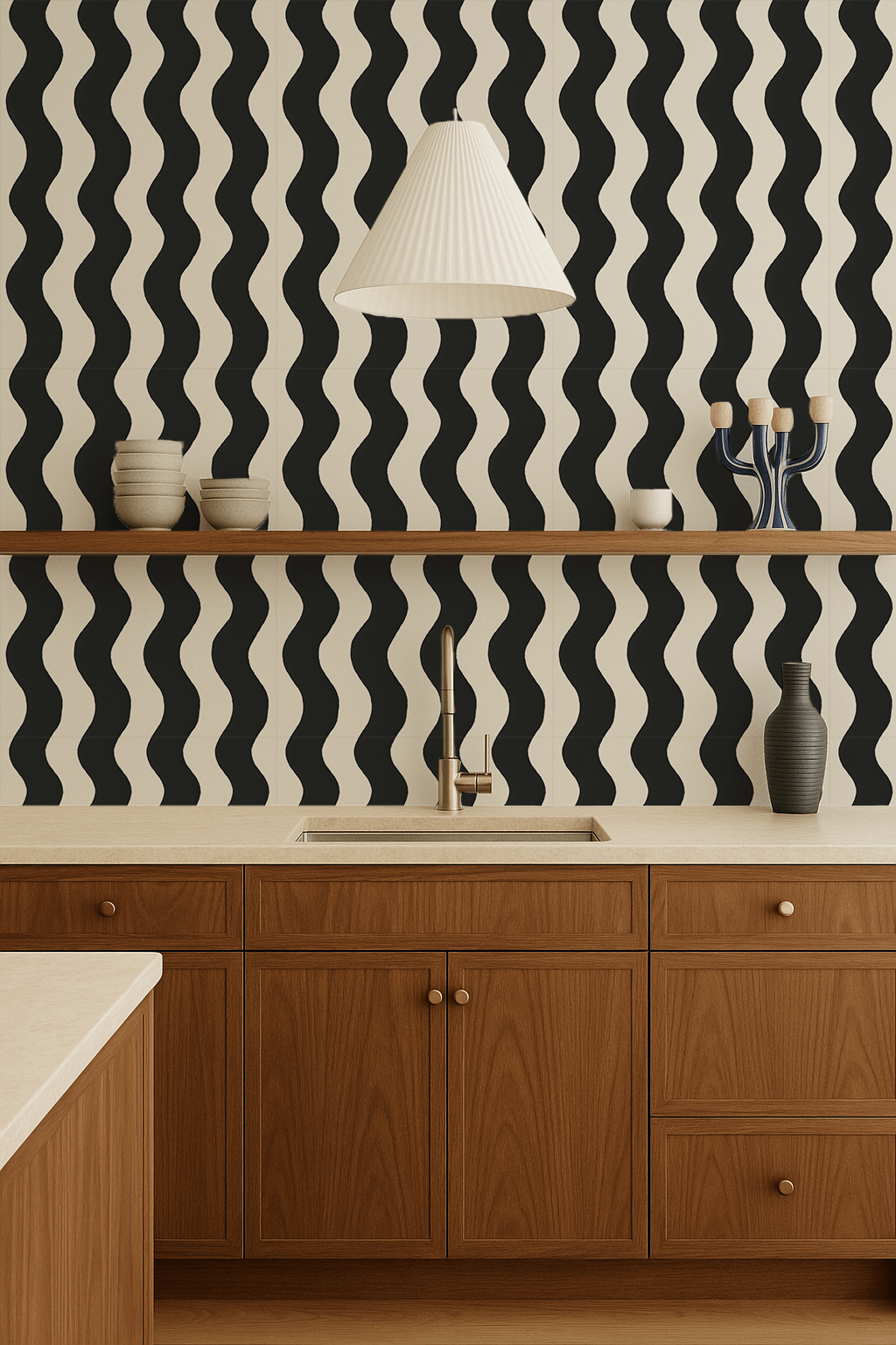 Ziggy Stripe Wallpaper, white and black - mosswell.us