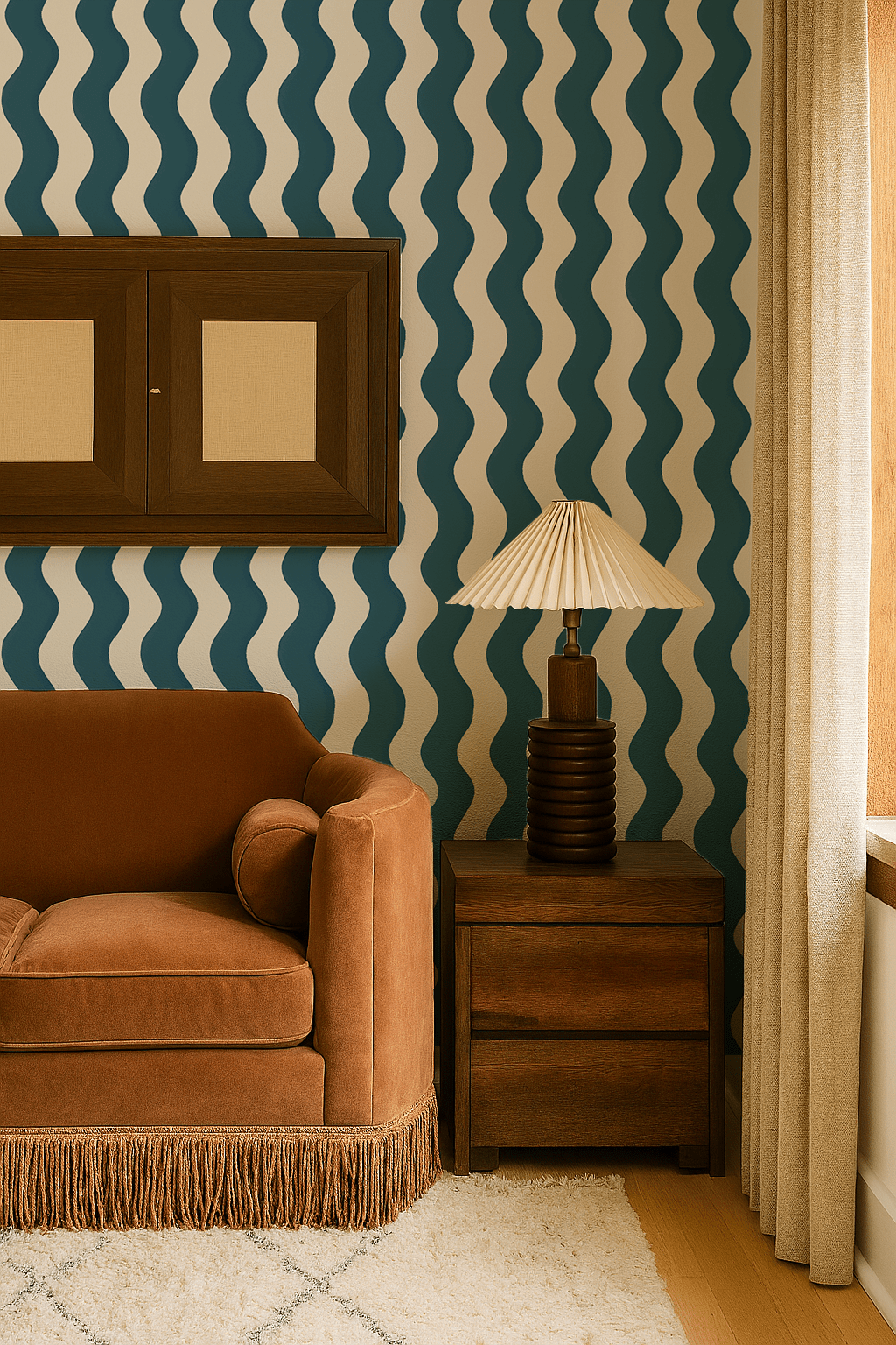 Ziggy Stripe Wallpaper, white and blue - mosswell.us
