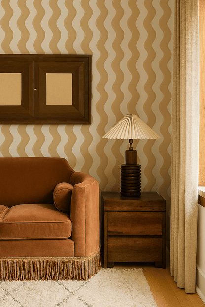 Ziggy Stripe Wallpaper, white and butter yellow - mosswell.us