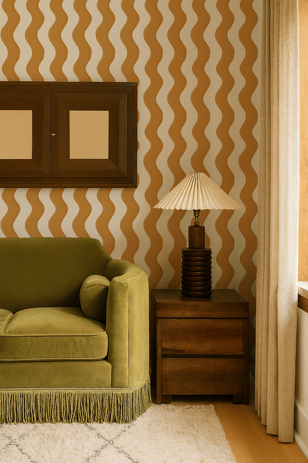 Ziggy Stripe Wallpaper, white and desert sun yellow - mosswell.us