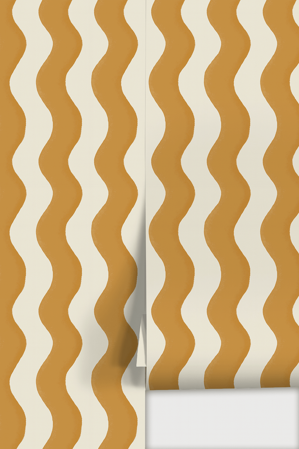 Ziggy Stripe Wallpaper, white and desert sun yellow - mosswell.us