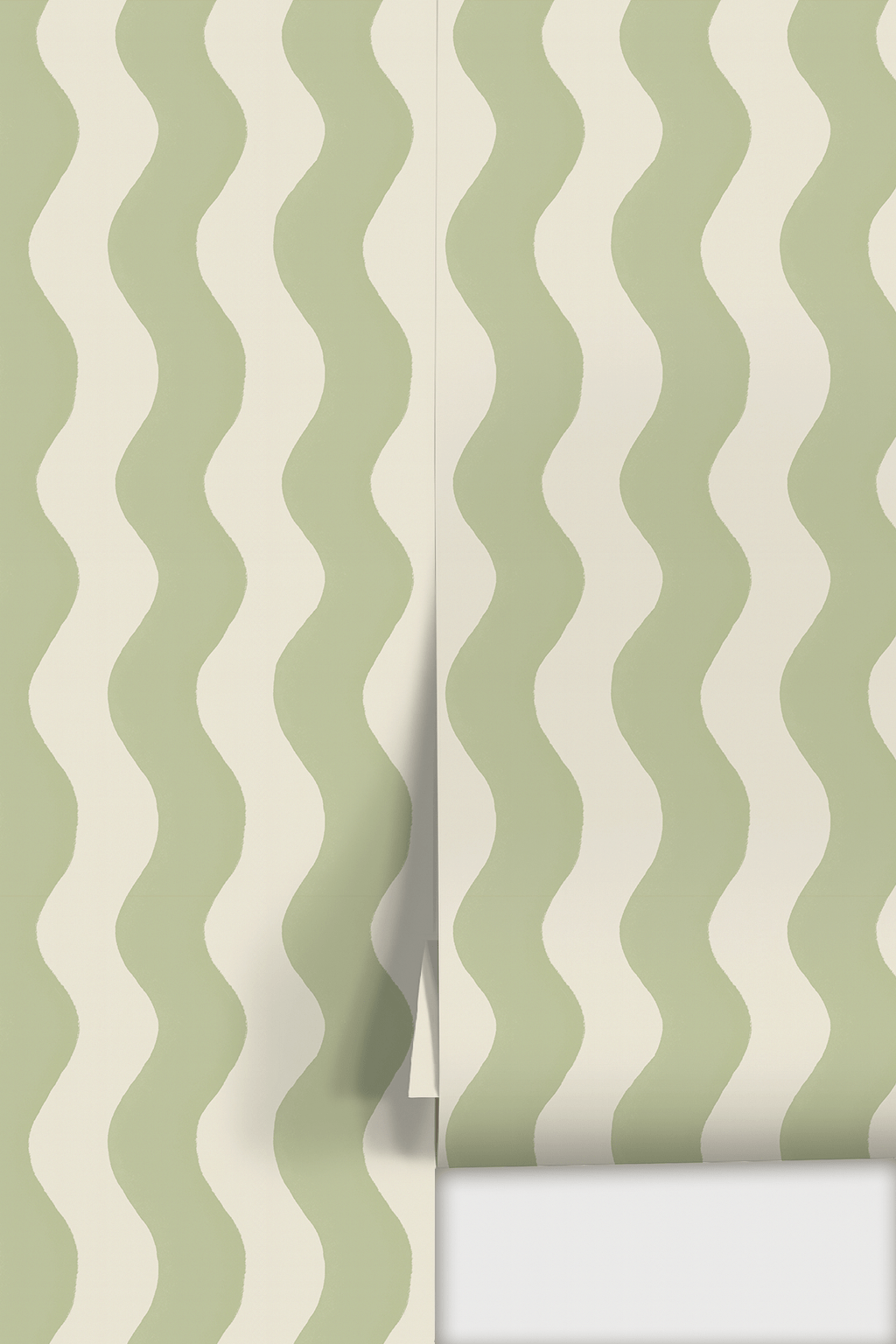 Ziggy Stripe Wallpaper, white and dusty lime - mosswell.us