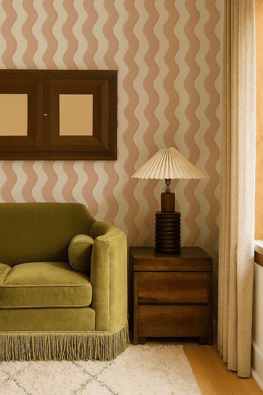 Ziggy Stripe Wallpaper, white and peach - mosswell.us