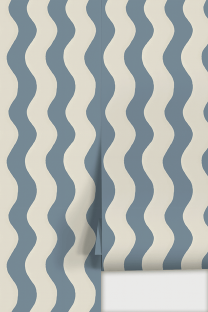 Ziggy Stripe Wallpaper, white and periwinkle - mosswell.us