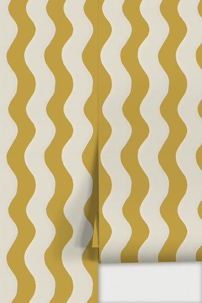 Ziggy Stripe Wallpaper, white and yellow - mosswell.us