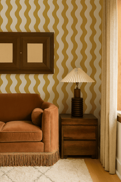 Ziggy Stripe Wallpaper, white and yellow - mosswell.us