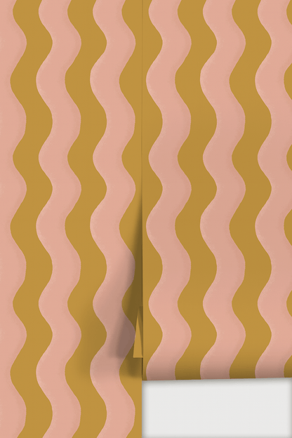 Ziggy Stripe Wallpaper, yellow and pink - mosswell.us