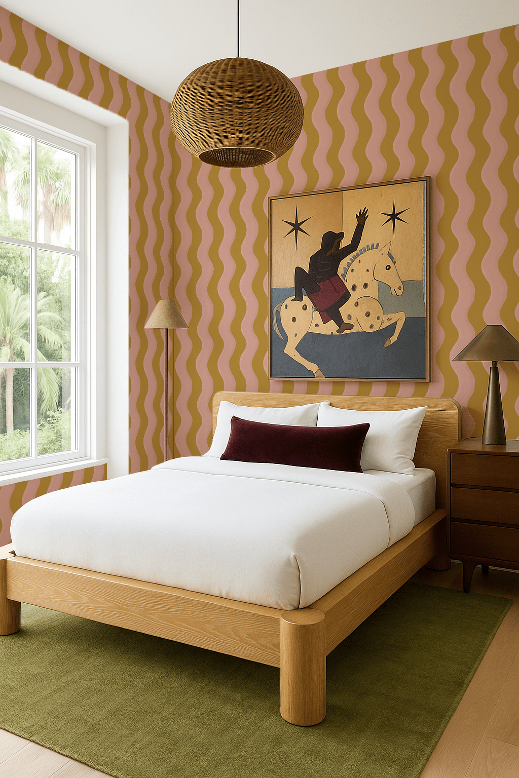 Ziggy Stripe Wallpaper, yellow and pink - mosswell.us