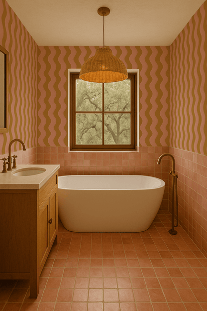 Ziggy Stripe Wallpaper, yellow and pink - mosswell.us