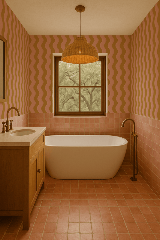 Ziggy Stripe Wallpaper, yellow and pink - mosswell.us
